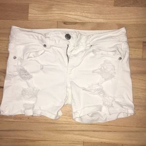 White Jean distressed Jean shorts